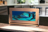 Exotic Sands - Moving Sand Art Picture - Medium Silver Aluminum Frame - Ocean Blue Liquid - Contemporary Artwork