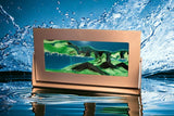 Exotic Sands - Falling Sand Art Picture - Medium Silver Aluminum Frame - Summer Turquoise Liquid - Metal Art