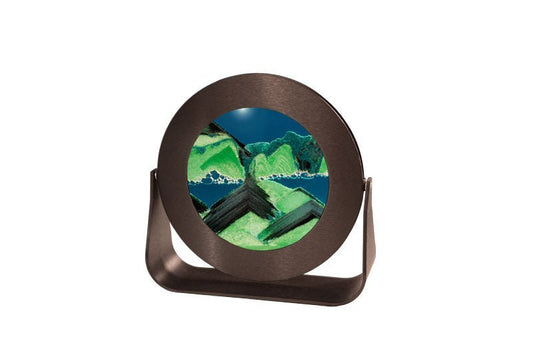 Exotic Sands - Sifting Sand Art 7 Inch Round Black Aluminum Frame - Summer turquoise Liquid