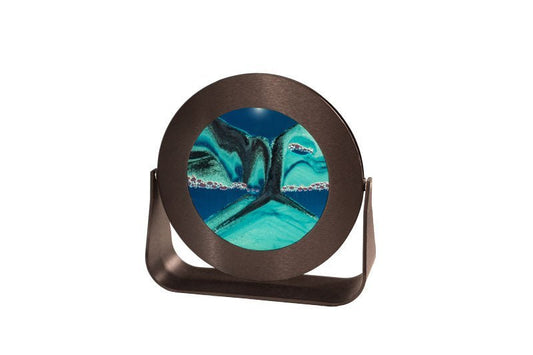 Exotic Sands - Sifting Sand Art 7 Inch Round Black Aluminum Frame - Summer turquoise Liquid  moving sand art pictures