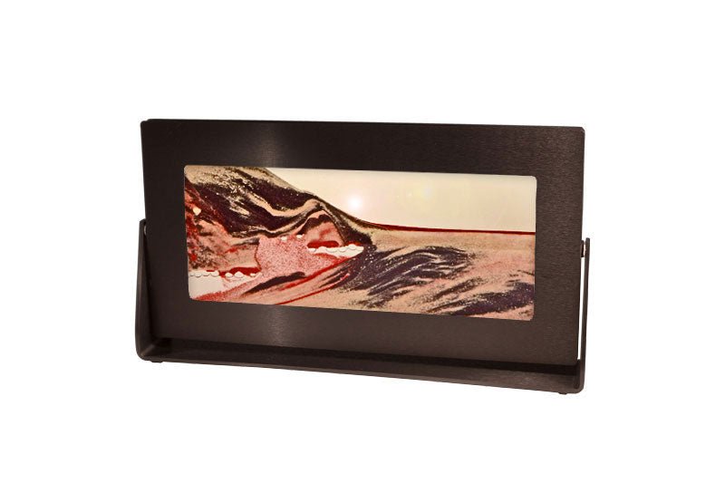 Exotic Sands - Moving Sandscape - Medium Black Aluminum Frame - Volcanic Clear Liquid - Handcrafted in America