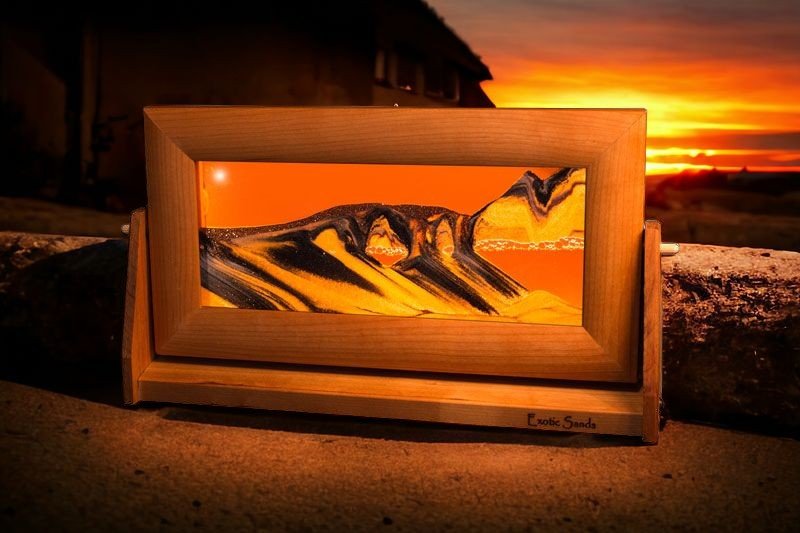 Liquid Sand Art Picture MEDIUM CHERRY WOOD FRAMES 7''x12