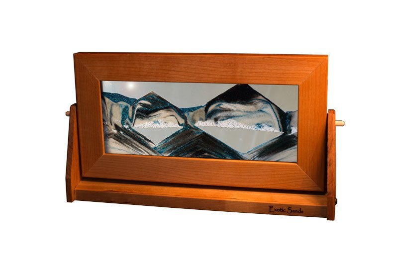 Exotic Sands - Moving Sand Art Picture - Medium Cherry Wood - Arctic Glacier Clear Liquid - KB Collection