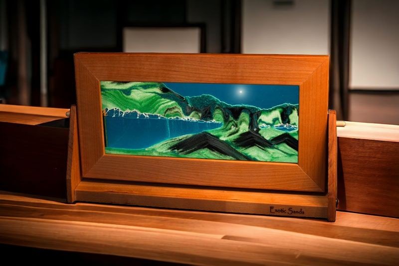 Liquid Sand Art Picture MEDIUM CHERRY WOOD FRAMES 7''x12