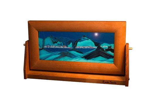 Exotic Sands - Moving Sandscapes - Medium Cherry Wood - Summer Turquoise Liquid - Unique Decor moving sand art pictures