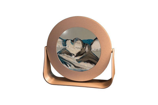 Deep Sea Moving Sand Pictures ROUND SILVER METAL FRAMES 7"od Contemporary Gifts Exotic Sands Sand Art