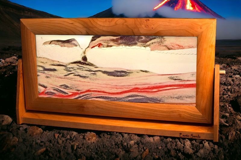 Moving Sandscape Art XXLARGE CHERRY FRAMES 12''X21''od Liquid Sand Art Pictures Home Decor Exotic Sands