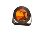 Exotic Sands - Kinetic Sand Art hourglass - 7 Inch Round Black Aluminum Frame - Sunset Orange Liquid - Contemporary Gift