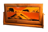 Exotic Sands - Moving Sand Art Sculpture - XLarge Cherry Wood - Sunset Orange Liquid - Handmade USA